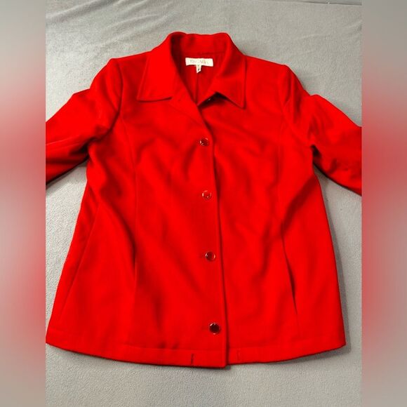 Escada Piacenza Wool Rabbit Angora Red Zip Jacket Blazer Coat Size 38 S M - Picture 7 of 16